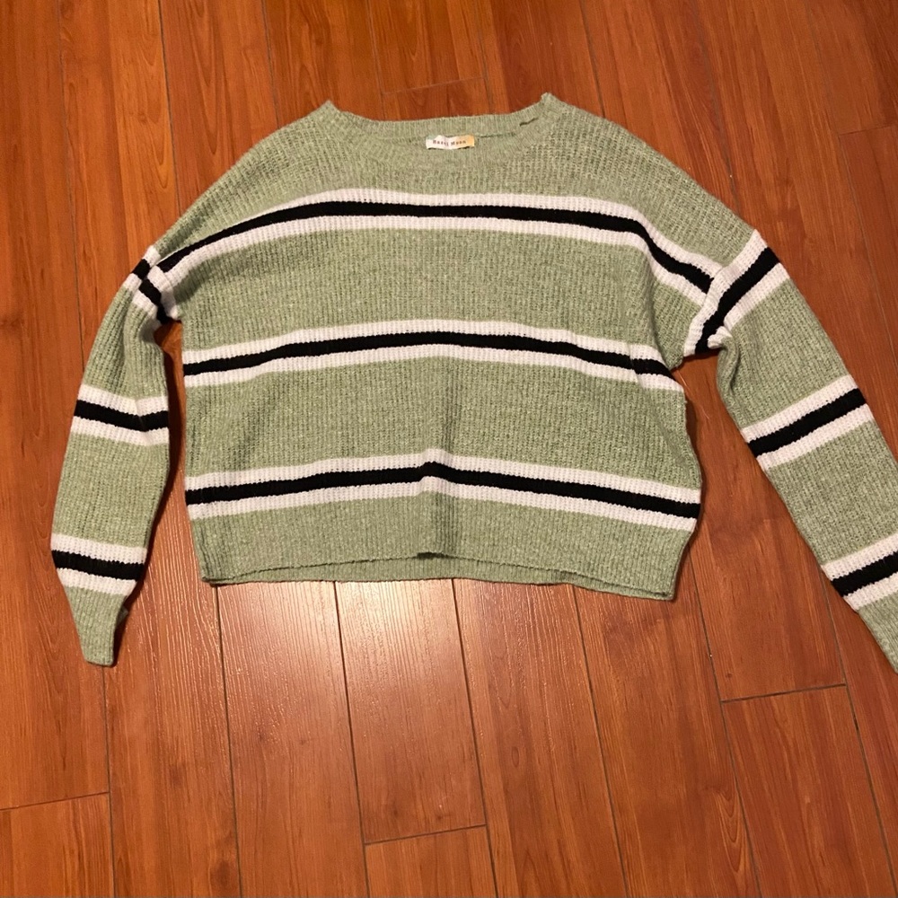 stripes hazel moon green and black sweater